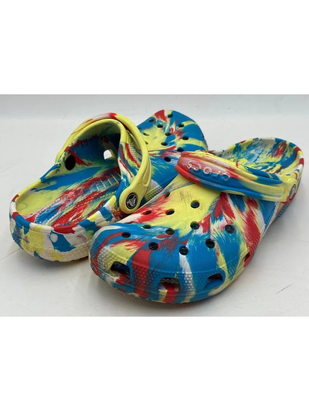 Crocs Classic Marbled Unisex Clogs M8/W10 Multi Round Toe Slip On Shoes 206867